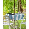 thumbnail image 3 of Lsrtoss Outdoor Tablecloth with Umbrella Hole & Zipper, Aqua Striped Round Tablecloth 54 Inch, Modern Farmhouse Blue White Stripes Patio Table Cover Waterproof Table Cloth for Picnic/Party, 3 of 7