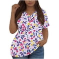 thumbnail image 1 of Mujeres Tops Casual Manga Corta V-Cuello Botón Decoración Plisado Blusa para Más Tamaño L-5xl, 1 of 3