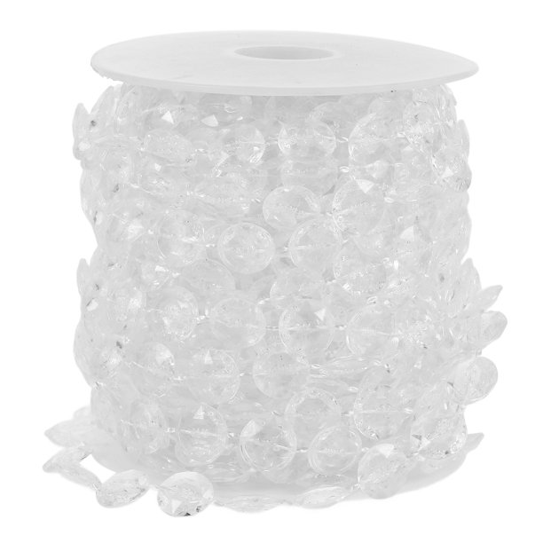 Guirnalda de cuentas acrílicas iridiscentes de cristal de 10 m con forma de diamante, ideal para decoración de bodas y fiestas (transparente).
