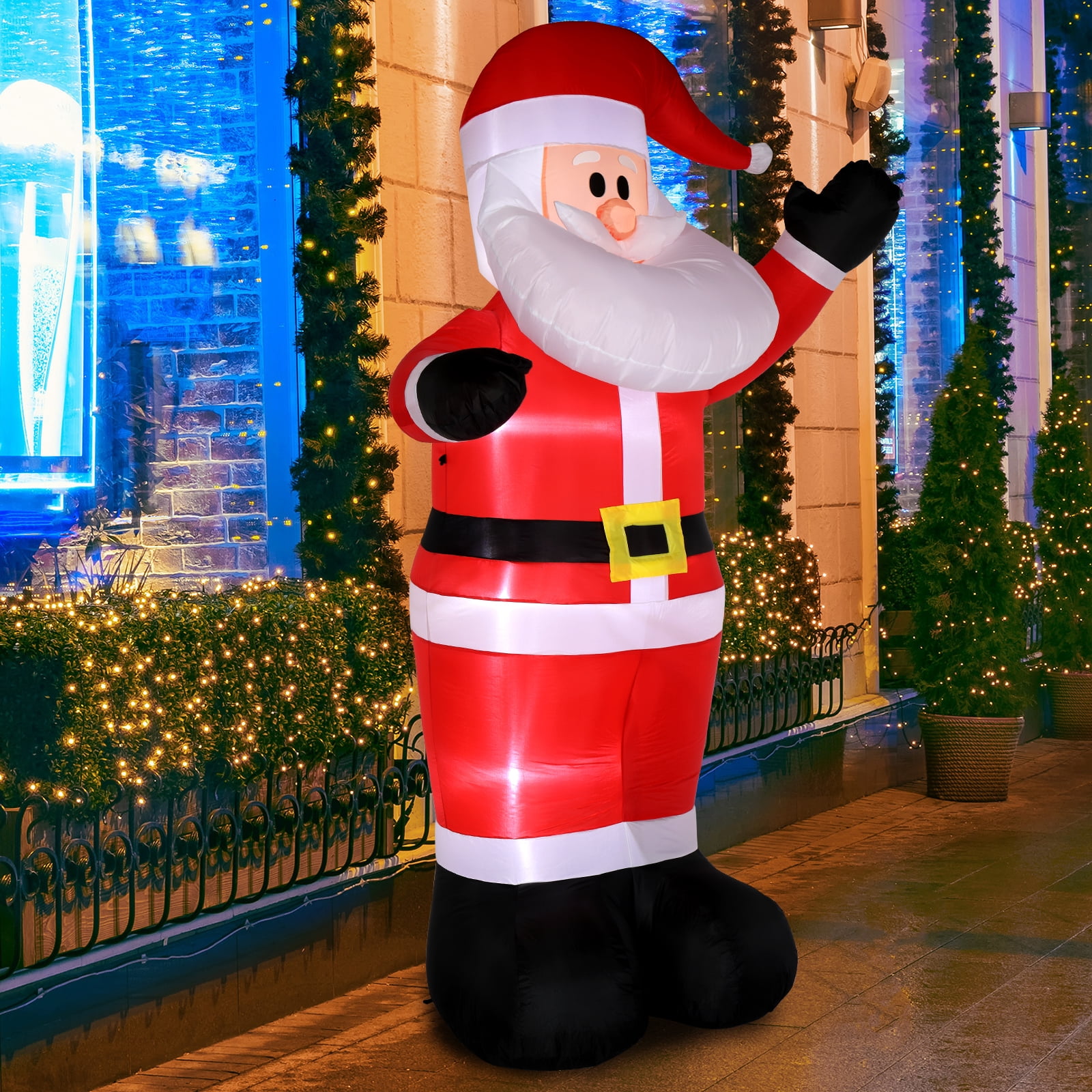 Astoutdoor 8 ft Inflatable Santa Claus Decoration with 4 String Lights