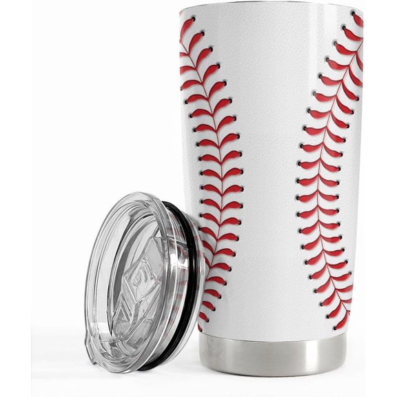 Baseball Tumbler Cup 20oz Stainless Steel Insulated Travel Mug Tumblers Cup Baseball Gift for Women Men Mom Gifts for Birthday Christmas