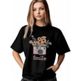 thumbnail image 1 of Women's T-Shirt,Short Sleeve Tee Shirts Casual Tops Spring Flower Camera Smile Crewneck T Shirt for Women, 1 of 8