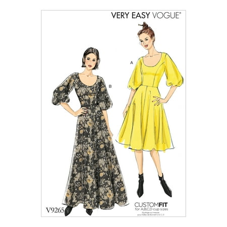 Vogue Patterns Sewing Pattern MISSES' PRINCESS-SEAM, FLARE DRESSES WITH POOF SLEEVES-14-16-18-20-22