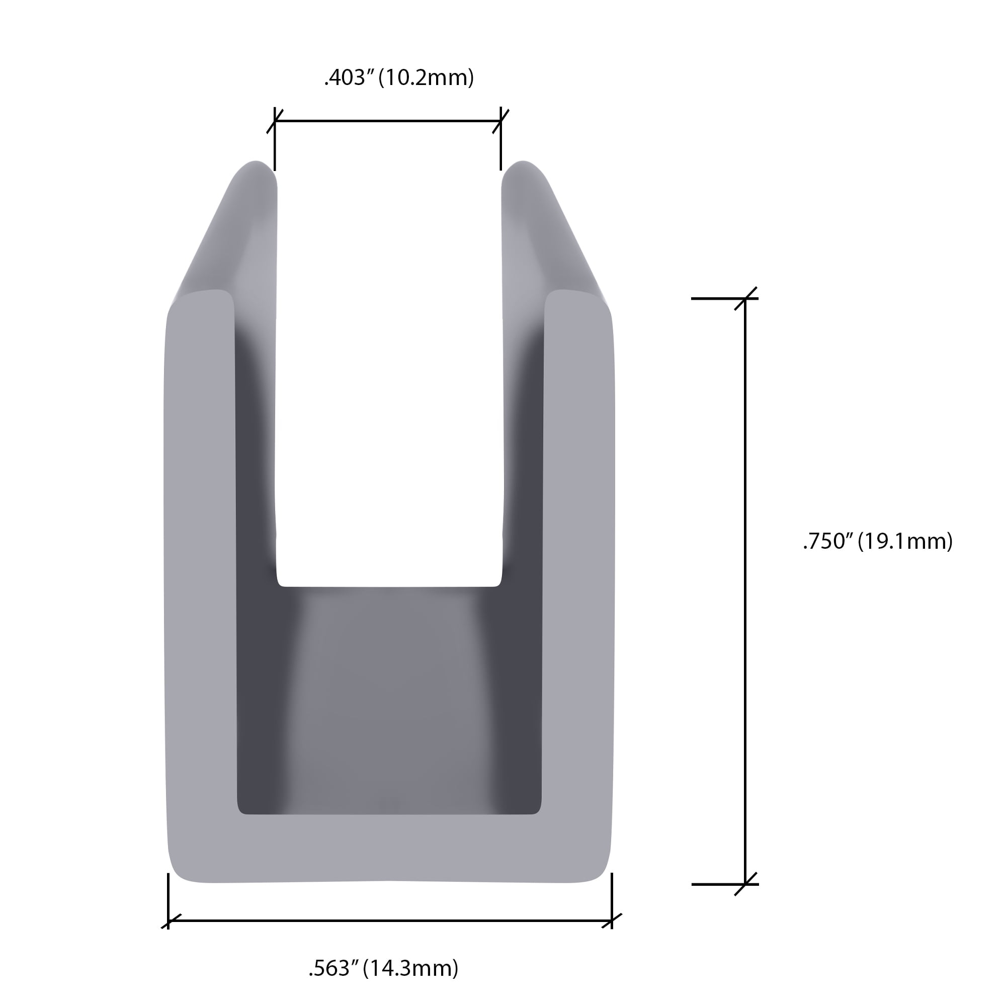 Brixwell SDCD38AB-CCP72-XCP10 Brushed Anodized 3/8" Fixed Panel Shower Door Deep U-Channel -  72" Stock Length - pack of 10