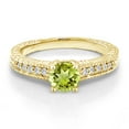 thumbnail image 2 of Gem Stone King 1.15 Ct Green Peridot E-F Lab Grown Diamond 18K Yellow Gold Plated Silver Ring (Size 8), 2 of 5