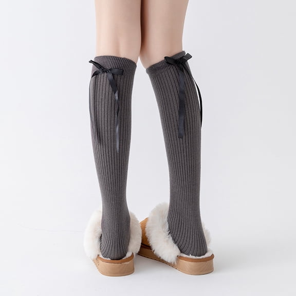 suxuMhao Thick Knee High Socks, 3 Pairs Gray Cotton Knee High Socks,One Size Fits Most,Comfortable Boot Socks Knee High,Warm Long Socks&Calf High Socks,Soft Cotton Knee High Socks for Boots