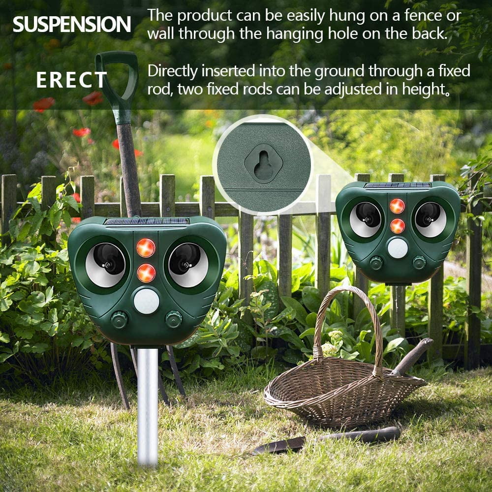Solar Ultrasonic Animal Repeller Outdoor Cat Repellent