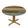 thumbnail image 3 of JEUXUS Wood Grain Tablecloth Teal Wood Texture Round Table Cover Washable Polyester Table Cloth for Dinner Kitchen Party, 3 of 7