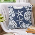 thumbnail image 3 of Pillow Covers 16x16 Set of 2, Navy Blue Starfish Coastal Throw Pillow Covers Decorative Couch Cushion Cover, Summer Coral Shell Beach Nautical Microfiber Soft Pillowcases for Bedroom Living Room Sofa, 3 of 9