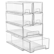 Sorbus Clear Stackable Storage Drawers, 2 Medium & 4 Small Plastic Bins Organizer