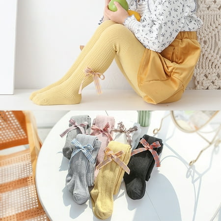 

Naturegr Kids Tights Bowknot Design Skin Friendly Breathable Baby Girls Pantyhose for Dancing