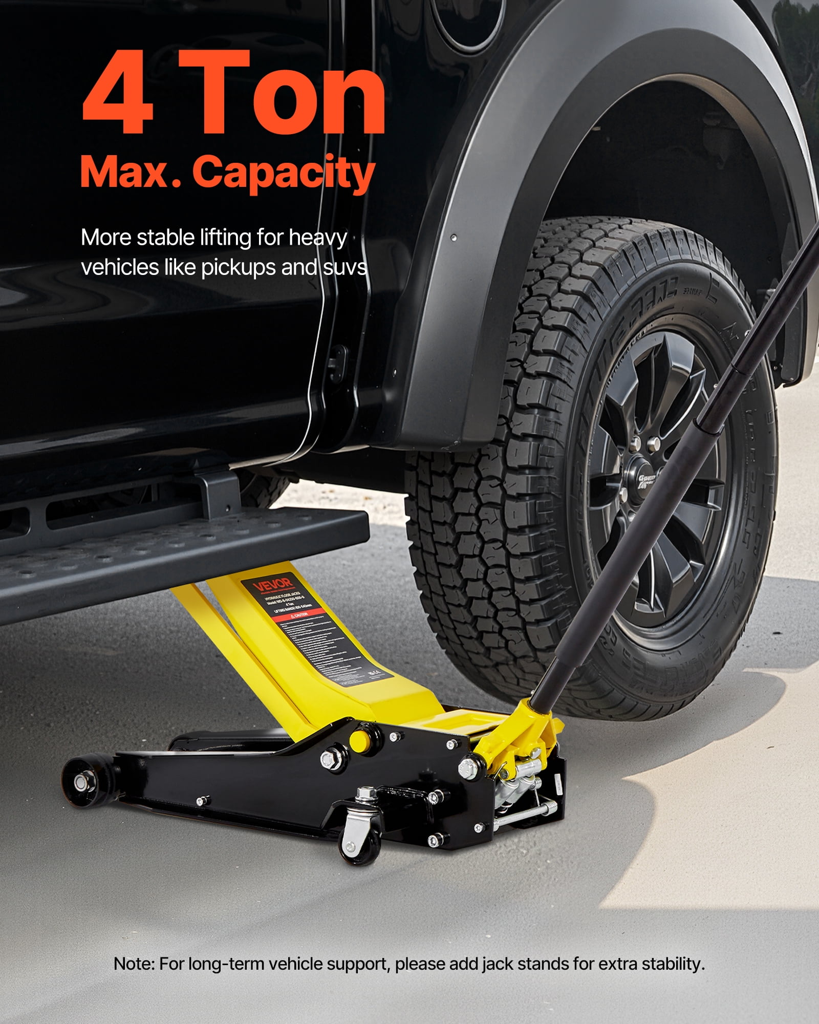 VEVOR Low Profile Floor Jack,4 Ton (8818 lbs) Capacity,Steel Racing Floor Jack with Dual Pistons Quick Lift Pump,Hydraulic Trolley Car Lift for Sport Utility Vehicle,Lifting Range 3.9-21.5 Inches