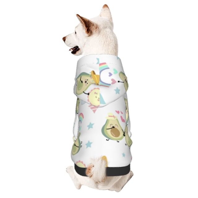 Fotbe Green Blue Avocado Sudadera con Estampado para Perros Pequeños – Suéter con Capucha para Mascotas, Tela Suave de Forro Polar con Bolsillo-Large