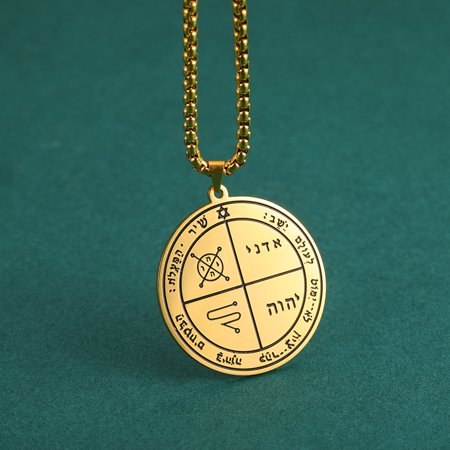 Pentacle of Saturn Jupiter Pendant Necklaces Men/Women 14K Yellow Gold Jewelry Protection Amulet Key of Solomon Seal