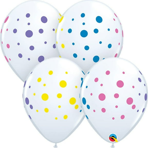 11 inch Qualatex Colorful Dots Latex Balloons (6 Pack) - Party Supplies Decorations