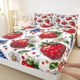 thumbnail image 3 of Manfei Boys Girls Red Strawberry Twin Sheet Sets 3pcs,USA Flag Bowknot Twin Fitted Sheet Microfiber,Stars Print Breathable Flat Sheet,Ultra Soft Home Decor, 3 of 7