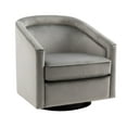 thumbnail image 3 of Wovenbyrd Caitlyn Classic Barrel Swivel Chair, Wood and Metal Frame - Gray Velvet, 3 of 11