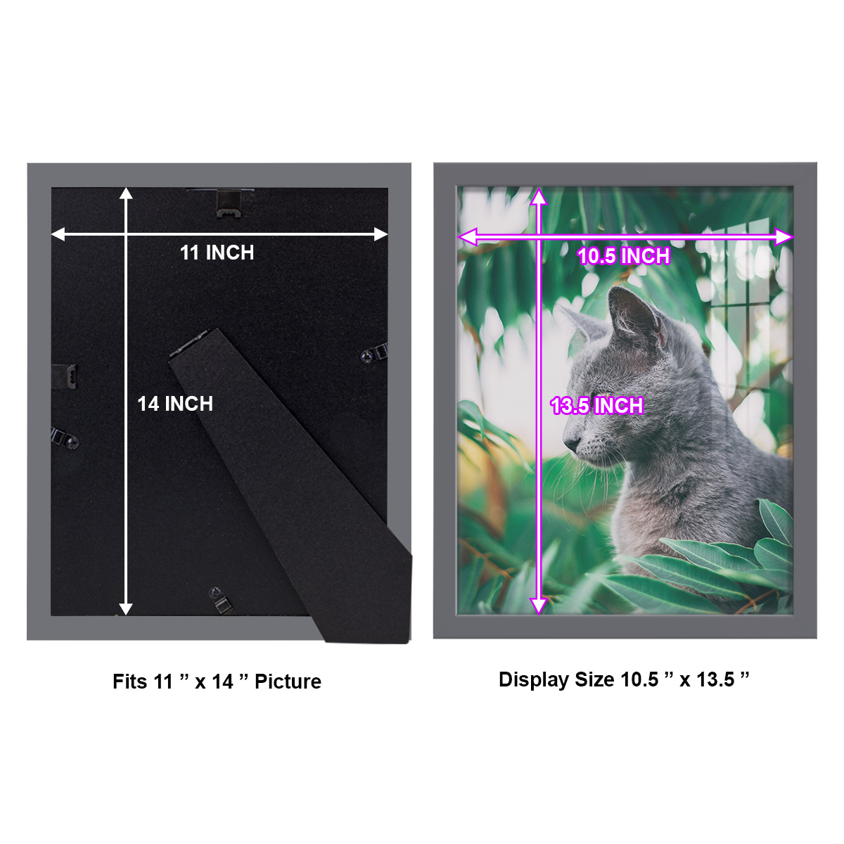 Modern 11 in. x 14 in. Grey Picture Frame (Set of 4)