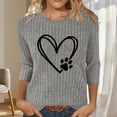 thumbnail image 2 of Womens 3/4 Sleeve Tops Hearts Floral Printed Graphic Base Tee Shirts Crew Neck Casual Spring Fall Summer Tshirts (2XL, Gray-Heart), 2 of 6