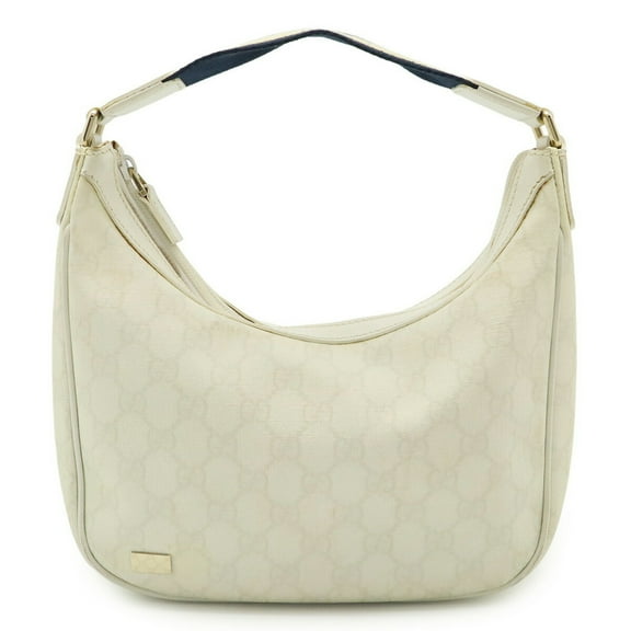Pre-Owned GUCCI GG Supreme Shoulder Bag Handbag PVC White Navy 263757 (Good)
