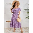 thumbnail image 4 of Yesfashion Women Plus Size Off Shoulder Maxi Dress Ruffle Flowy Casual Summer Boho Long Dresses, 4 of 7