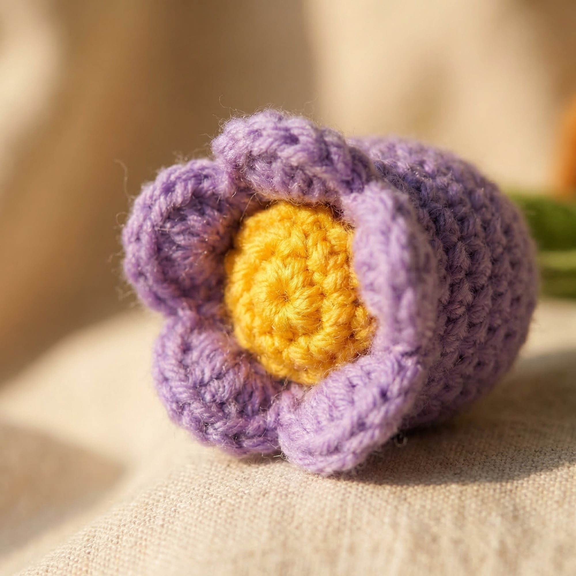 Unique Bargains Handmade Crochet Lily Knitted Potted Plant Purple 4.3inch