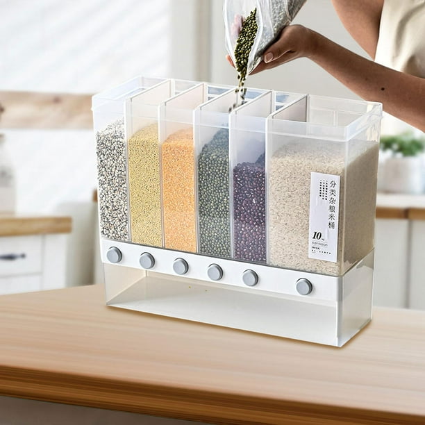 Dispensador de cereal Organizador de tuerca de arroz Gran capacidad transparente 10L Rice Dispenser Machine Contenedor de almacenamiento para cocina
