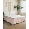 thumbnail image 2 of Pink Flowers Wrap Around Bed Skirts for Queen Bed 18" Drop,Bed Skirt with Adjustable Elastic Belt Dust Ruffle Bed Valance for Bedroom Hotel Baroque Scroll Floral Damask Pattern Art Bed Frame Cover, 2 of 7