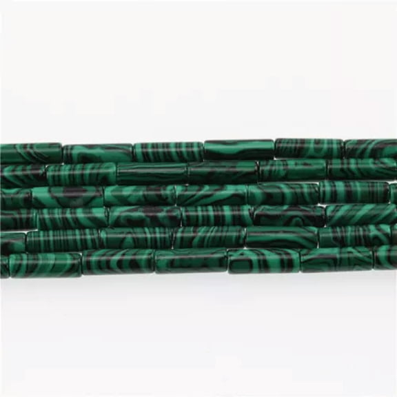 HOOUN 10 Strand Natural Assorted Stones Tube Spacer Loose Beads For Jewelry Making 15"-Artificial Malachite