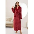 thumbnail image 2 of LYCY Womens Long Fleece Robe Soft Plush Robes for Women Warm Bathrobes Comfy House Coat Full-length（Burgundy, Small-Medium）, 2 of 5