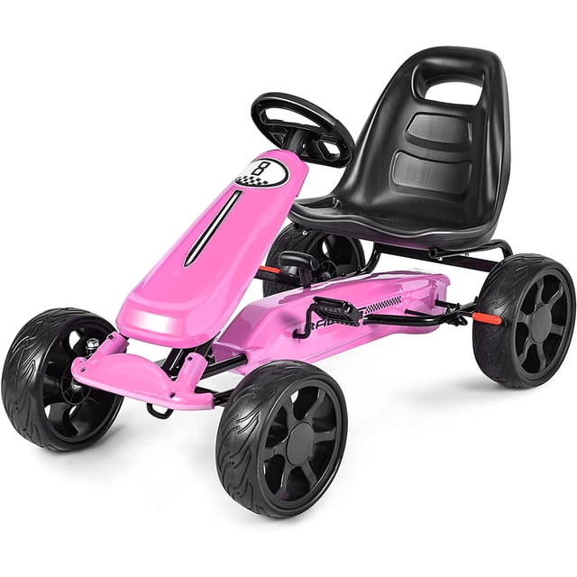 Go Kart de Pedales Costway Rosa Asiento regulable
