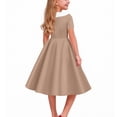 thumbnail image 5 of ZQUUVOU Vintage Dress for Girls Short Sleeve Collared Double-breasted Swing Skirt Casual Elegant Party Dance Dress Brown, 5 of 6