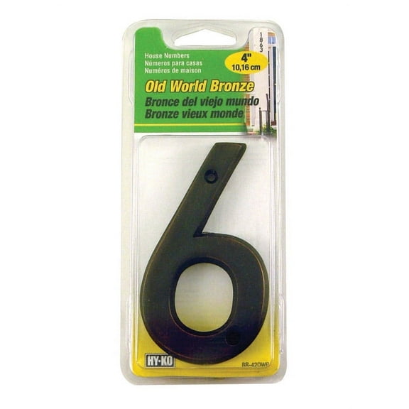 Hy-Ko Prestige Series 4 In. Oil Rubbed Bronze House Number Six BR-42OWB/6