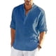 thumbnail image 3 of Camisa de lino de manga larga para hombre, camisa informal de algodón y lino, Top S-5xl, nuevo envío gratis, 3 of 4