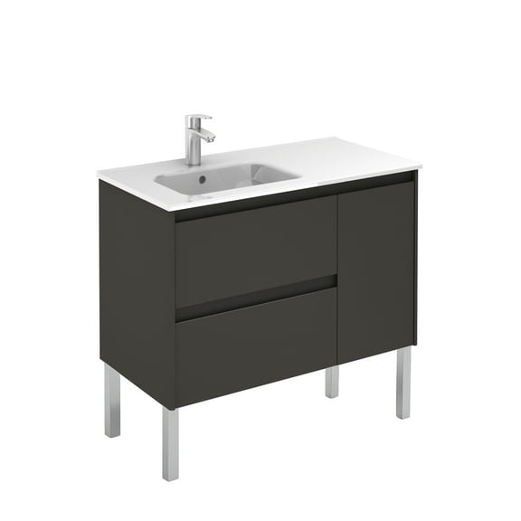 Ws Bath Collections Ambra 90F Ambra 36" Free Standing Single Basin Vanity Set - Gloss