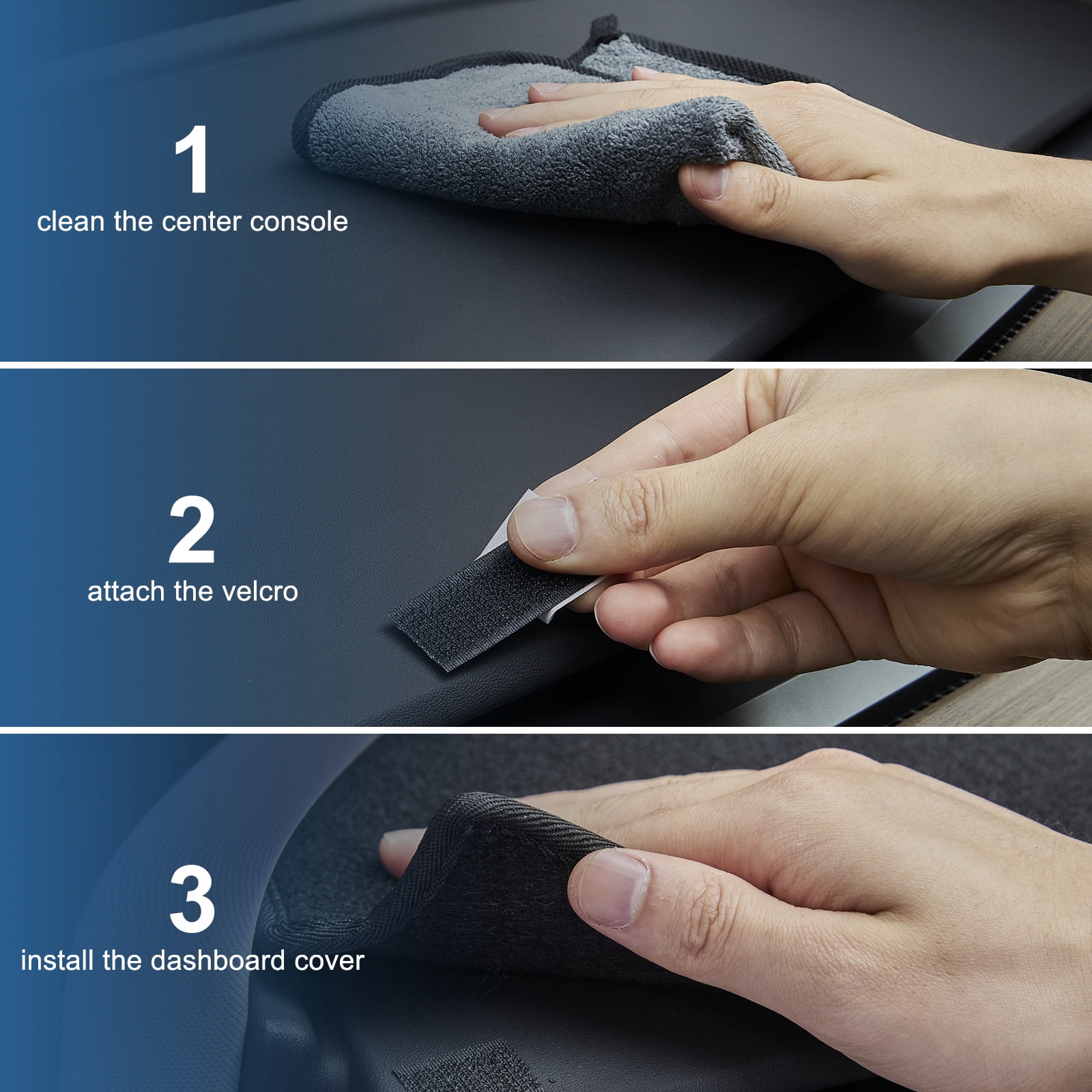 SPEEDWOW Dash Cover for 2016–2020 Kia Optima, Sun Protection Anti-Vertigo Mat Blanket, Dustproof Non-Slip Dashboard Cover, Black