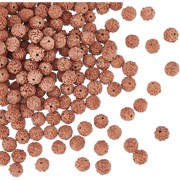 150Pcs Natural Rudraksha Loose Beads 8mm Round Wooden Bodhi Beads Meditation Prayer Beads Undyed Dark Brown Seed Beads for DIY DIY Jewelry Making Hole: 1.2mm