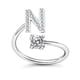thumbnail image 1 of Anillo con letras creativas, sencillo y combinable, de estilo europeo y americano, con diamantes y apertura con 26 letras inglesas, anillo ajustable, 1 of 6