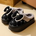 thumbnail image 3 of Zapatillas de algodón para mujer, suela gruesa, moda de hogar para interiores, con lazo, gruesas, cálidas, impermeables, PU, novedad de 2024, 3 of 5