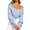 Blue, variant on Off The Shoulder Sweater for Women Winter Fall Fashion V Neck Long Sleeve Ribbed Knit Wrap Cropped Sweaters