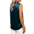 thumbnail image 5 of Hilenly Sleeveless Satin Blouses for Women V Neck Button Down Silk Tank Tops Business Casual Outfits, 5 of 9