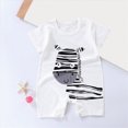 thumbnail image 2 of kpoplk Toddler Baby Boy Jumpsuit One-Piece Cute Graphic Print Bodysuit Newborn Girl Short Sleeve Sunsuit Organic Cotton Bathing Suit Size 6-12 Months,White, 2 of 4