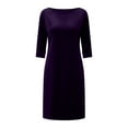 thumbnail image 5 of QATAINLAV Velvet Dress for Women Casual Crew Neck Long Sleeve Dresses Elegant Loose Fit Cocktail Party Maxi Dress with Pockets, Purple, S, 5 of 10