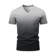 thumbnail image 5 of Men's Gradient V-Neck T-Shirt With Short Sleeve And Chest Pocket Featuring Tie Dye Casual Tee For Summer Spring Streetwear Outfits Gym Workout Light Blue S, 5 of 9