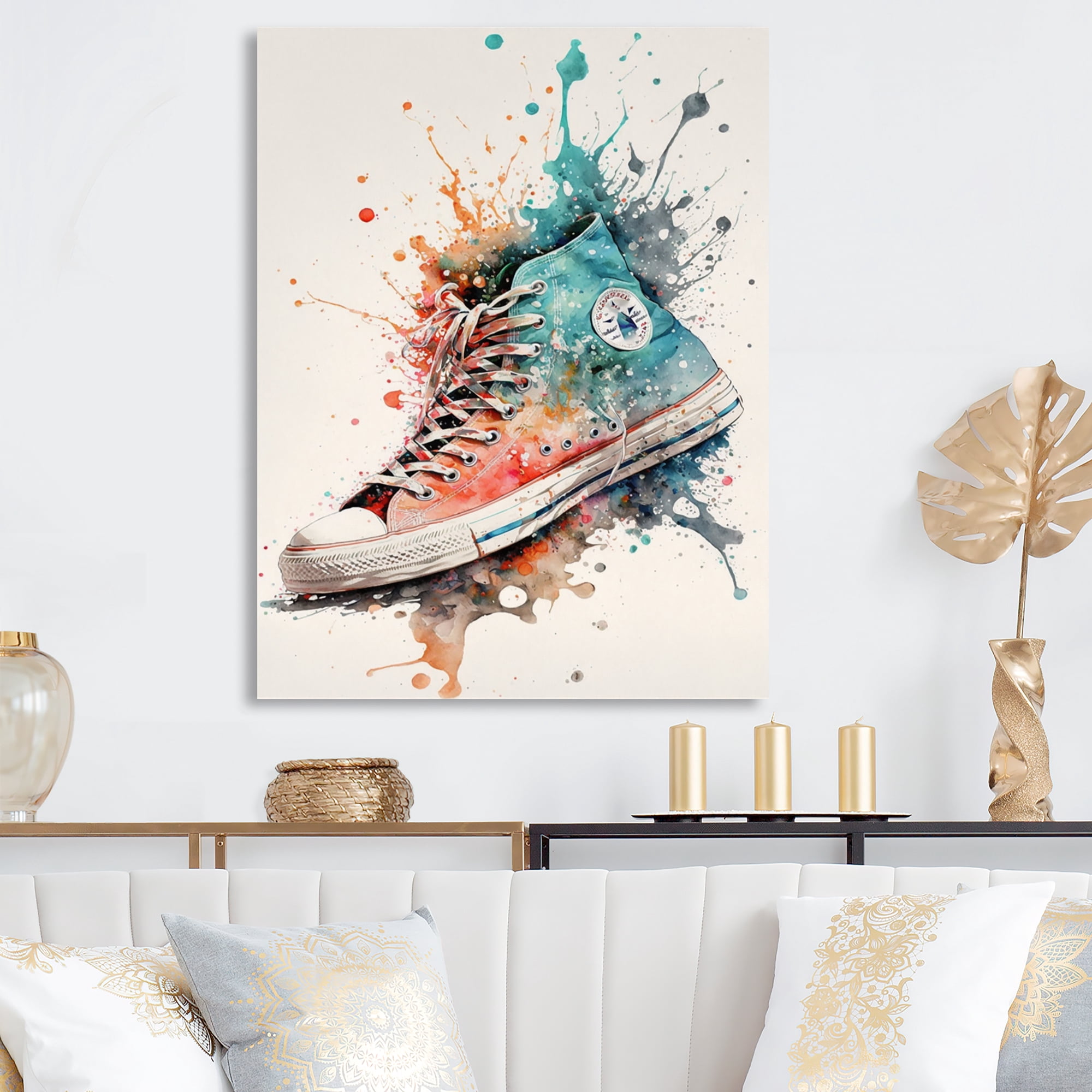 Designart Multicolor Sneaker Shoe II Canvas Wall Art