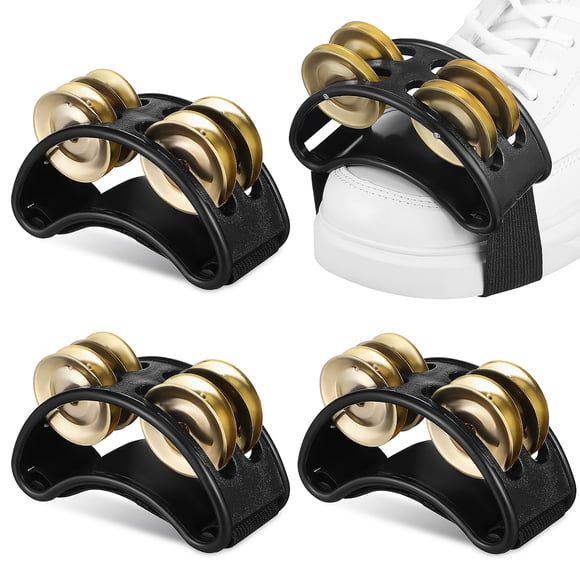 BRIGHTFUFU 4 Uds. Instrumento de percusión de panderetas de pie con cascabeles de Metal, pandereta con soporte para zapatos, agitadores de música para tocar tambores y guitarras