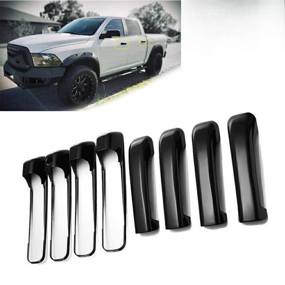 Gloss Black 4 Door Handle Covers Overlay Fits for 2009-2018 Ram 1500 2500 3500