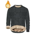 thumbnail image 5 of hlysgo Mens Fleece Lined Long Sleeve Shirts Fit Solid Color Crewneck Sweatshirts Warm Winter Pullover Tops Thermal Going Out Basic Tees Dark Gray L, 5 of 5