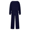 thumbnail image 4 of YUGYXL Women's 2 Piece Lounge Outfit Sweater Set Long Sleeve Crop Knit Top and Wide Leg Long Pants Sweatsuit Dark Blue XXXL, 4 of 7