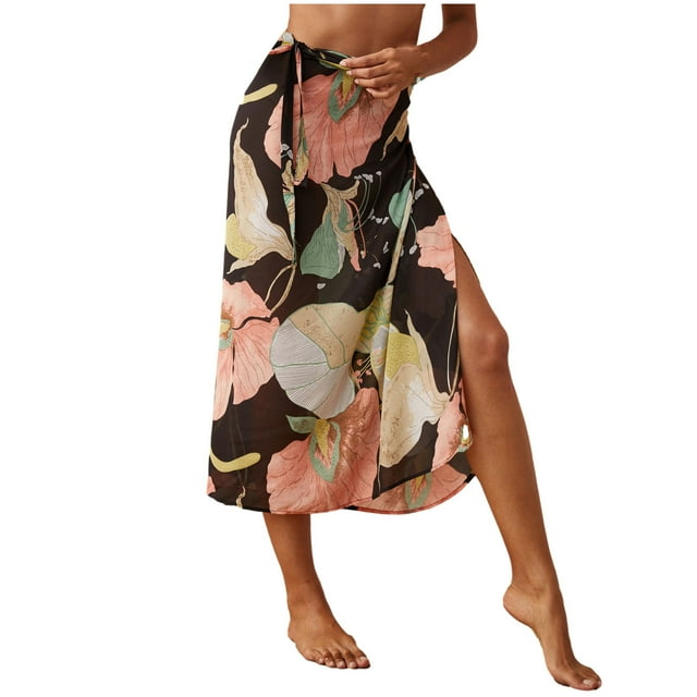 DPTALR Robe d'Été Mode Femme en Chiffon Imprimé Plage Vacances Ceinture
